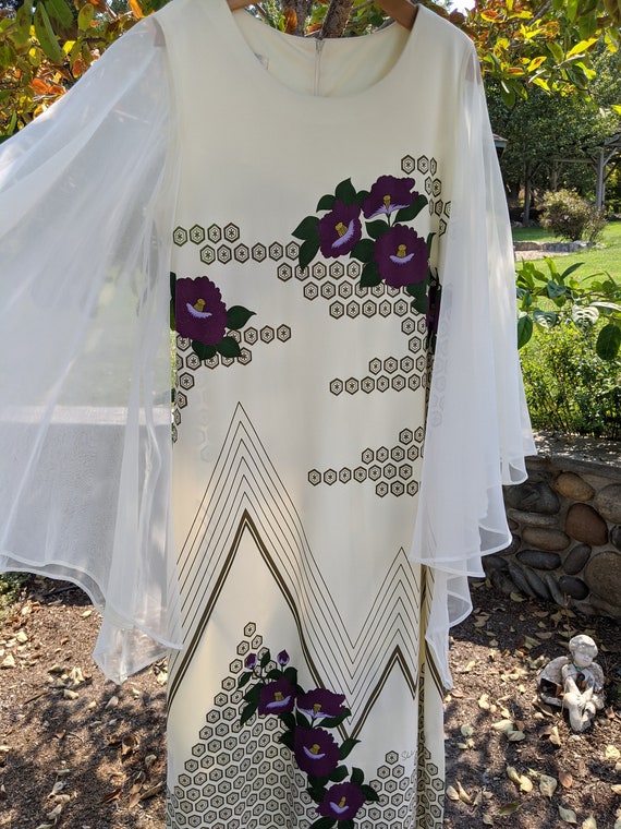 Alfred Shaheen butterfly dress, butterfly sleeves,