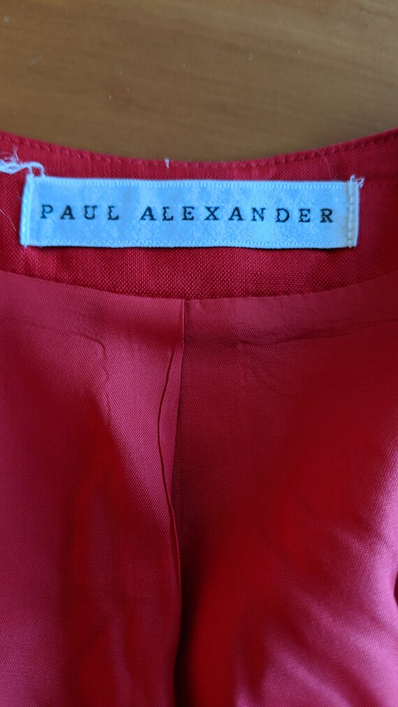 80s Paul Alexander swing jacket, 80s red silk jac… - image 10
