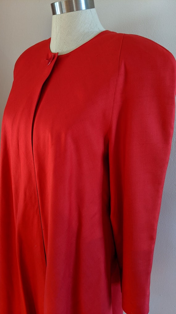80s Paul Alexander swing jacket, 80s red silk jac… - image 5