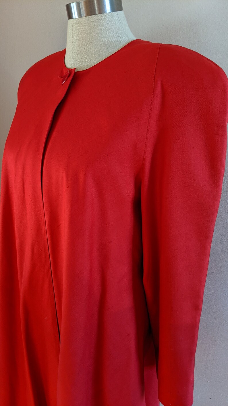 80s Paul Alexander swing jacket, 80s red silk jacket, vintage swing jacket, vintage silk jacket, red silk jacket, holiday jacket image 5