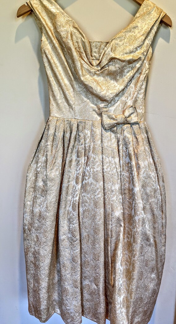 50s brocade dress, cocktail dress, 50s party dress