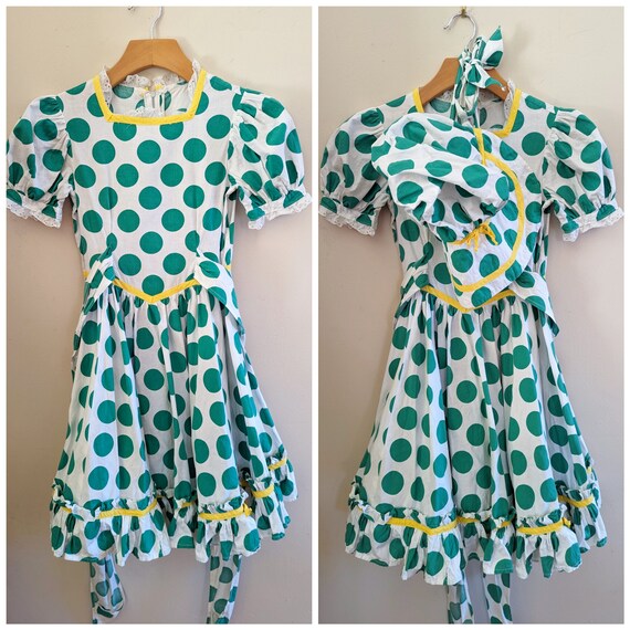 60s child's polka dot costume, Bo Peep costume, vintage costume, kid's halloween costume, vintage kid's costume, cotton costume