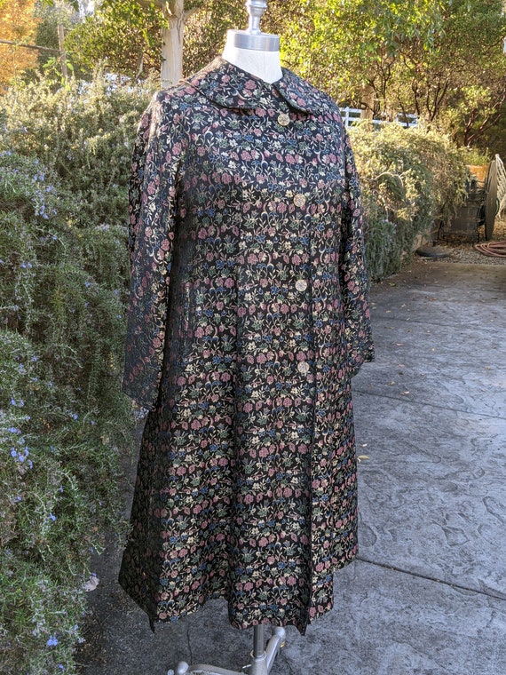 60s brocade coat, vintage brocade coat, evening co
