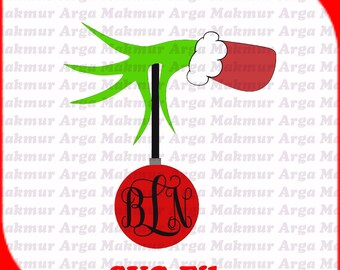 Grinch Hand Monogram Svg Etsy