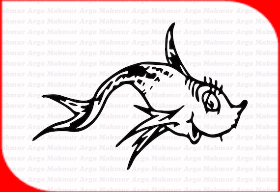 Dr Seuss One Fish Outline SVG svg dxf Cricut Silhouette | Etsy