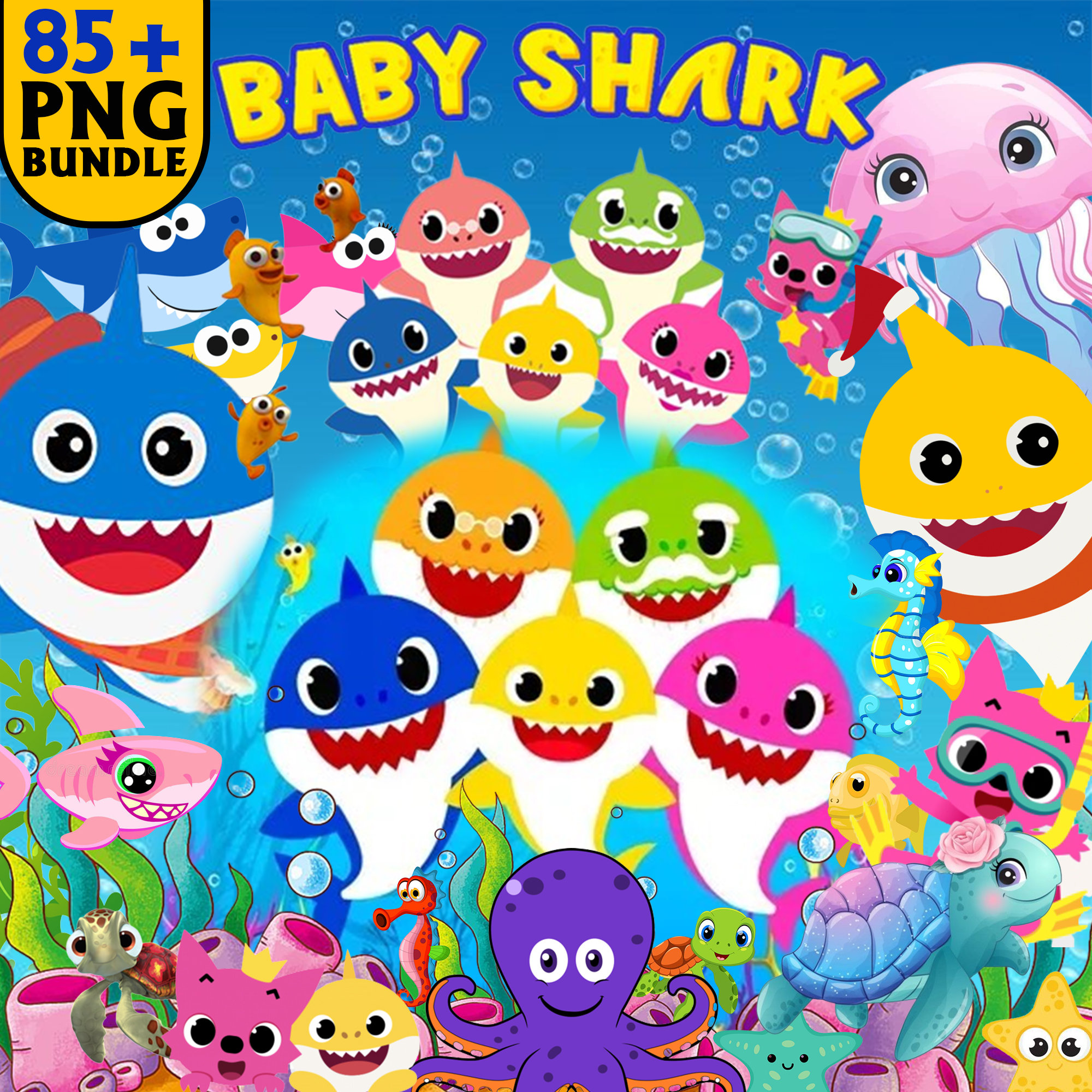 Baby Shark Png Baby Shark Clipart Font Baby Shark Birthday - Etsy