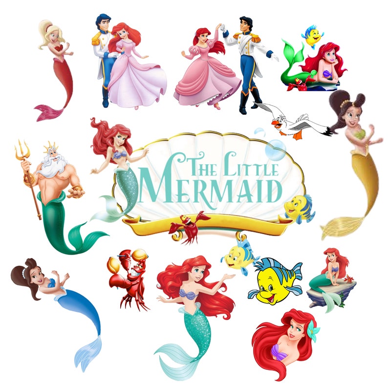 Little Mermaid Clipart PNG Instant Digital Download Ariel Etsy