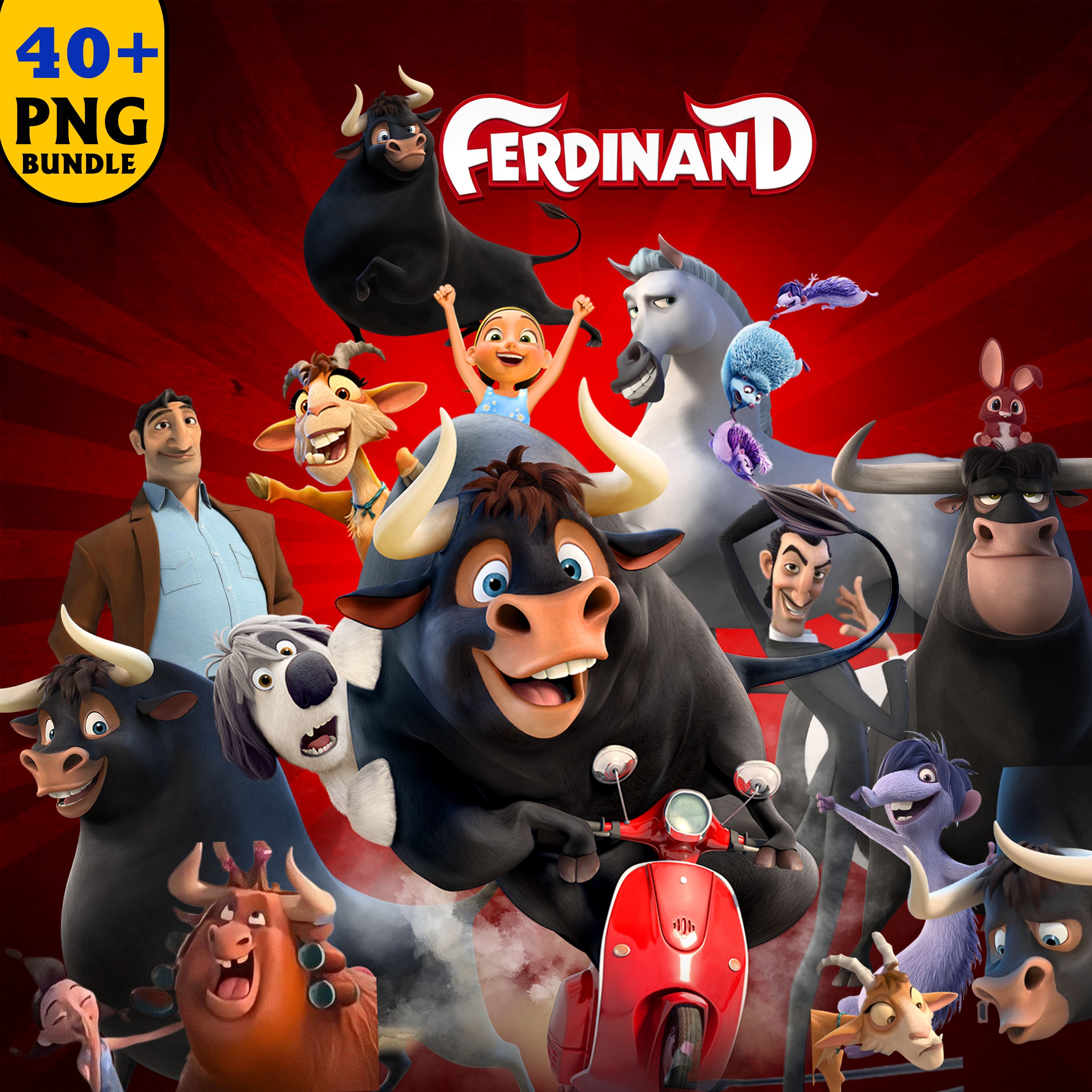 Ferdinand the bull clipart PNG images 300 Dpi digital Etsy México