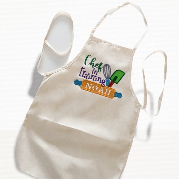 Chef In Training Personalized Child Apron | Cooking | Personalized|  Custom Embroidered | Girl |  Age 3 to 12 years | Baking