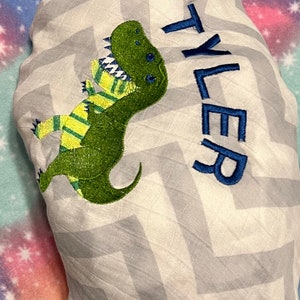 Personalized Lettered Design Embroidered Baby Swaddle Receiving Blanket