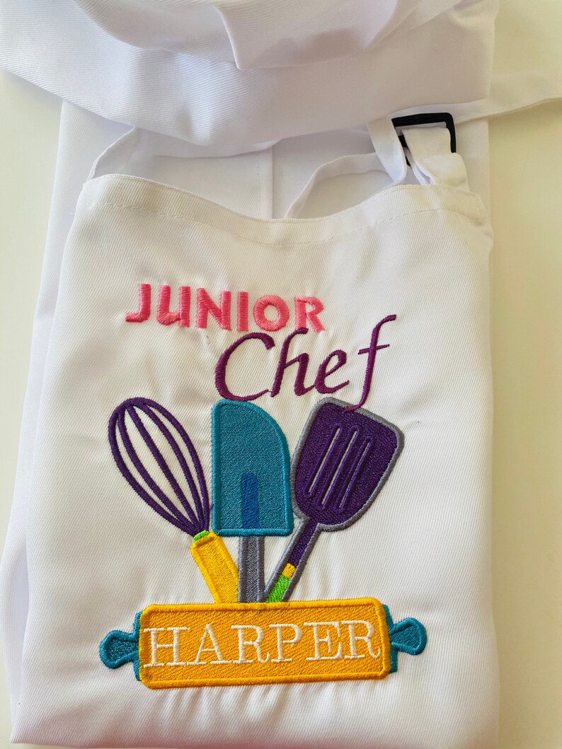 Junior Chef Personalized Child Apron and Chef Hat Cooking Custom