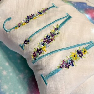 Personalized Lettered Design Embroidered Baby Swaddle Receiving Blanket