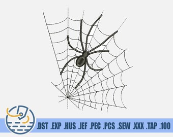 Spider Embroidery File for Halloween - Scary Spider Design - Spider Web Patterns - stitch design - Clothing DecorationInstant Download - DST