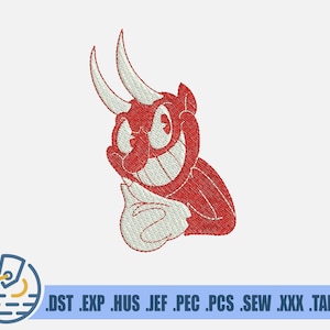 Red Devil Embroidery File - Instant Download - Halloween Cartoon Pattern for Patches - Funny Kid's Clothing Decoration - Rock Design Element