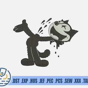 Felix The Cat Embroidery File - Instant Download - Halloween Cartoon Art For Clothing Decoration - Dark Retro Character Design For Patches