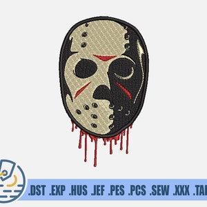 Hockey Mask Embroidery File - Instant Download - Halloween Pattern For Patches - Maniac Killer For Clothing Decoration - Scary Night Art