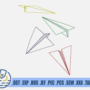 Paper Plane Embroidery File - Instant Download - Funny Easy Patterns For Baby And Newborn - Design Element For Clothing Decoration - Outline