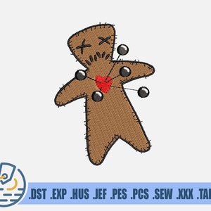 Voodoo Doll Embroidery File - Instant Download - Halloween Party Decor - Black Magic Pattern For Patches - Puppet For Clothing Decoration