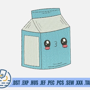 Milk Embroidery File - For Baby and Newborn - Milk Carton Design - Cartoon Happy Food - Pattern For Patches And Clothing Decoration - HUS