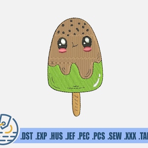 Ice Cream Embroidery File - Instant Download - Funny Cartoon Design For Baby And Newborn - Beautiful Tasty Popsicle For Clothing Decoration