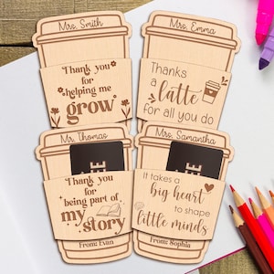 Porta carte regalo caffè personalizzato per insegnanti, porta carte regalo personalizzato per insegnanti, regalo di ringraziamento per insegnanti, regalo di fine scuola