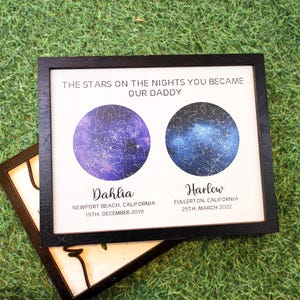 Plaque personnalisée L'étoile de la nuit où vous êtes devenu mon papa, carte du ciel personnalisée pour la fête des pères, carte du ciel de la famille, cadeau des enfants au père