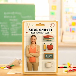 Bloc acrylique personnalisé pour enseignant – Décoration de salle de classe personnalisée avec style mini figurine – Cadeau de remerciement unique pour enseignant