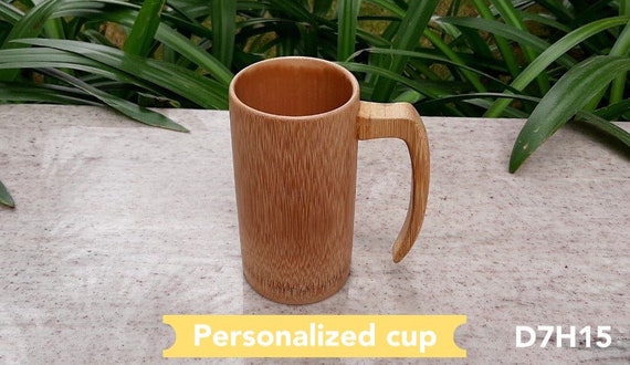 Personalized Tall Bamboo Cup, Laser Engraved Travel Cup, Natural Vietnam Bamboo  Tea Beer Cups, Christmas Gift, New Year Gift 