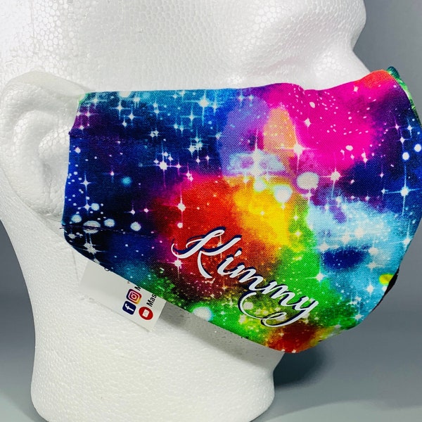 Colorful FaceMask Beautiful Solar System Mask Bright Face Mask 3 adjustable straps with 3 layers Nose wire and free lanyard