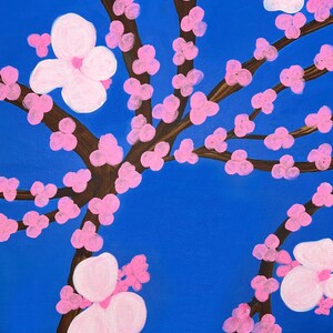 Vibrant Cherry Blossoms - Original Art Print, Colorful Home Decor, Botanical Artwork