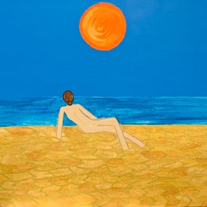 Original Art Print - &#39;Summer Days&#39;, Beach Scene with Girl, Coastal Vibes Artwork