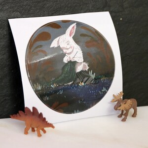 Coniglio, adesivi rotondi, vinile, lucido, illustrazione, ritratto, animali, adesivi, etichette, 76mm