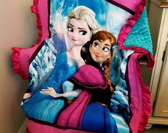 Disney Frozen Princess Inspired Fleece Babytoddler-Kids Blanket Personalized Name Custom Embroidered Anna and Elsa baby shower gift