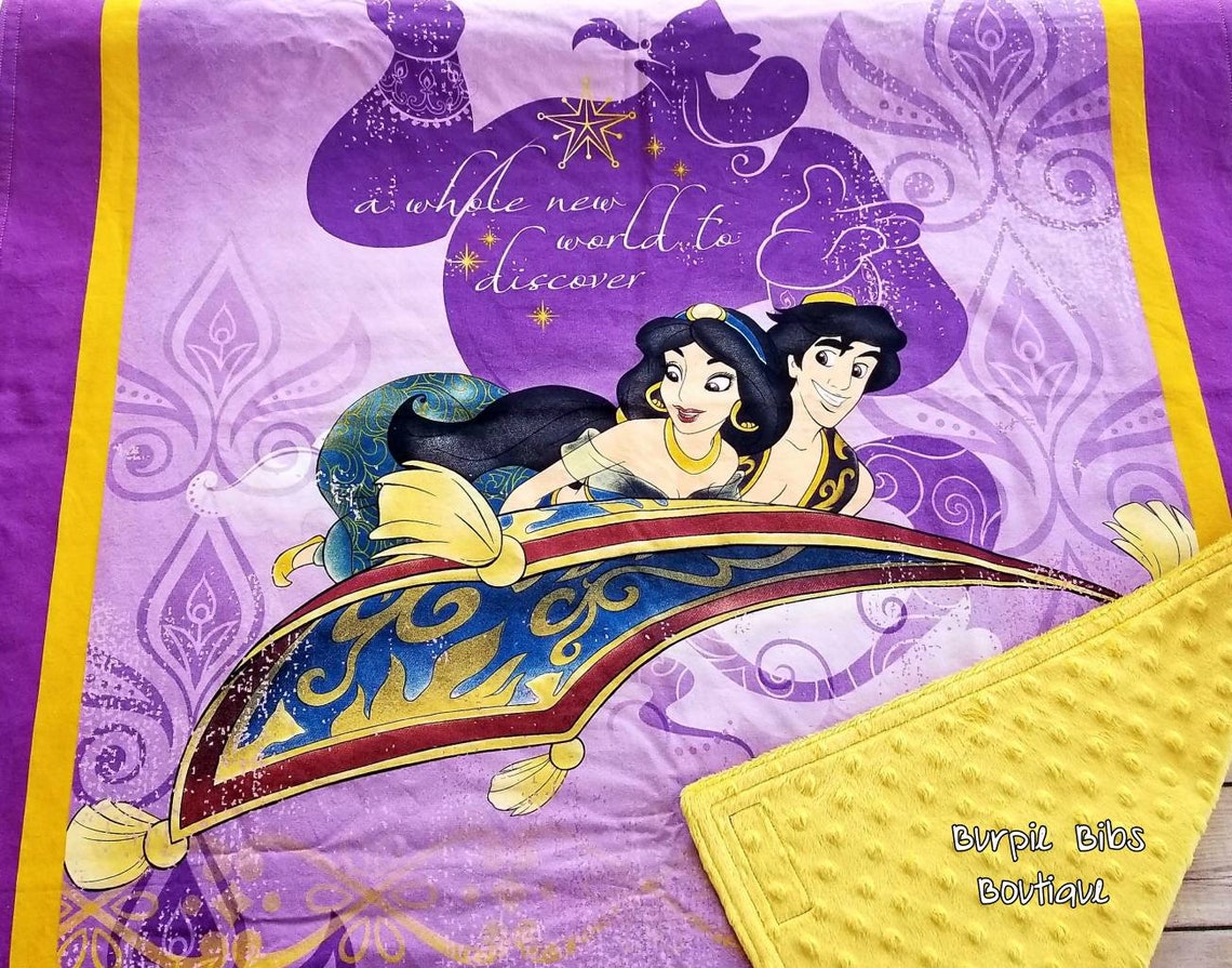 JASMINE ALADDIN BLANKET Disney Minky Blanket Genie Abu A Etsy