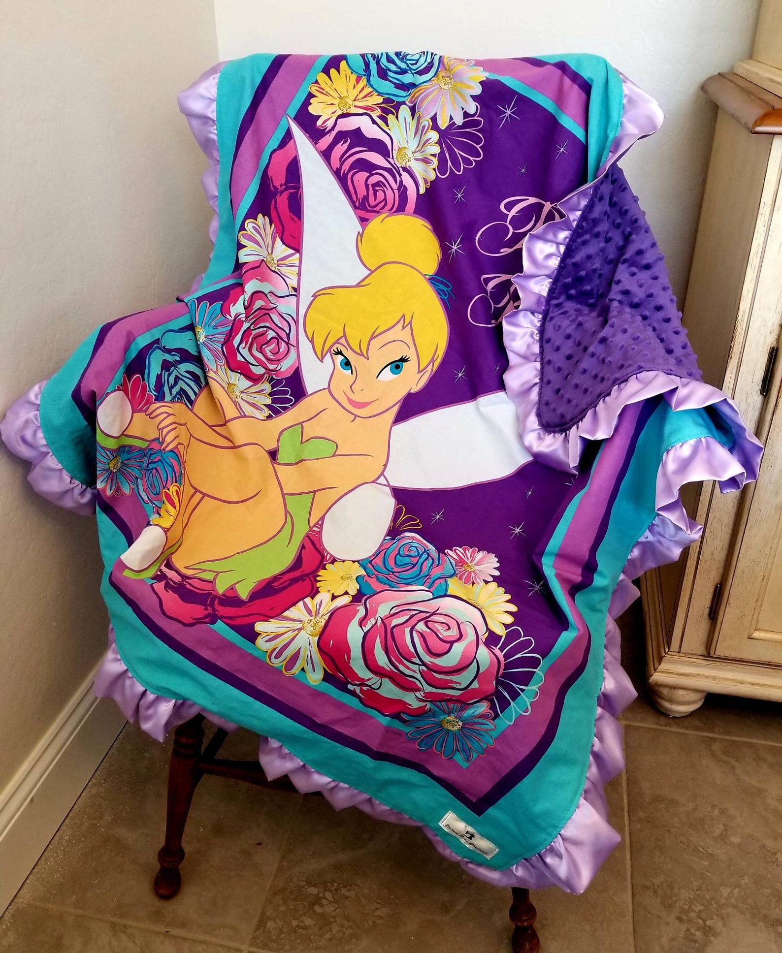 TINKERBELL BLANKET Disney Peter Pan Blanket Tink Minky Etsy