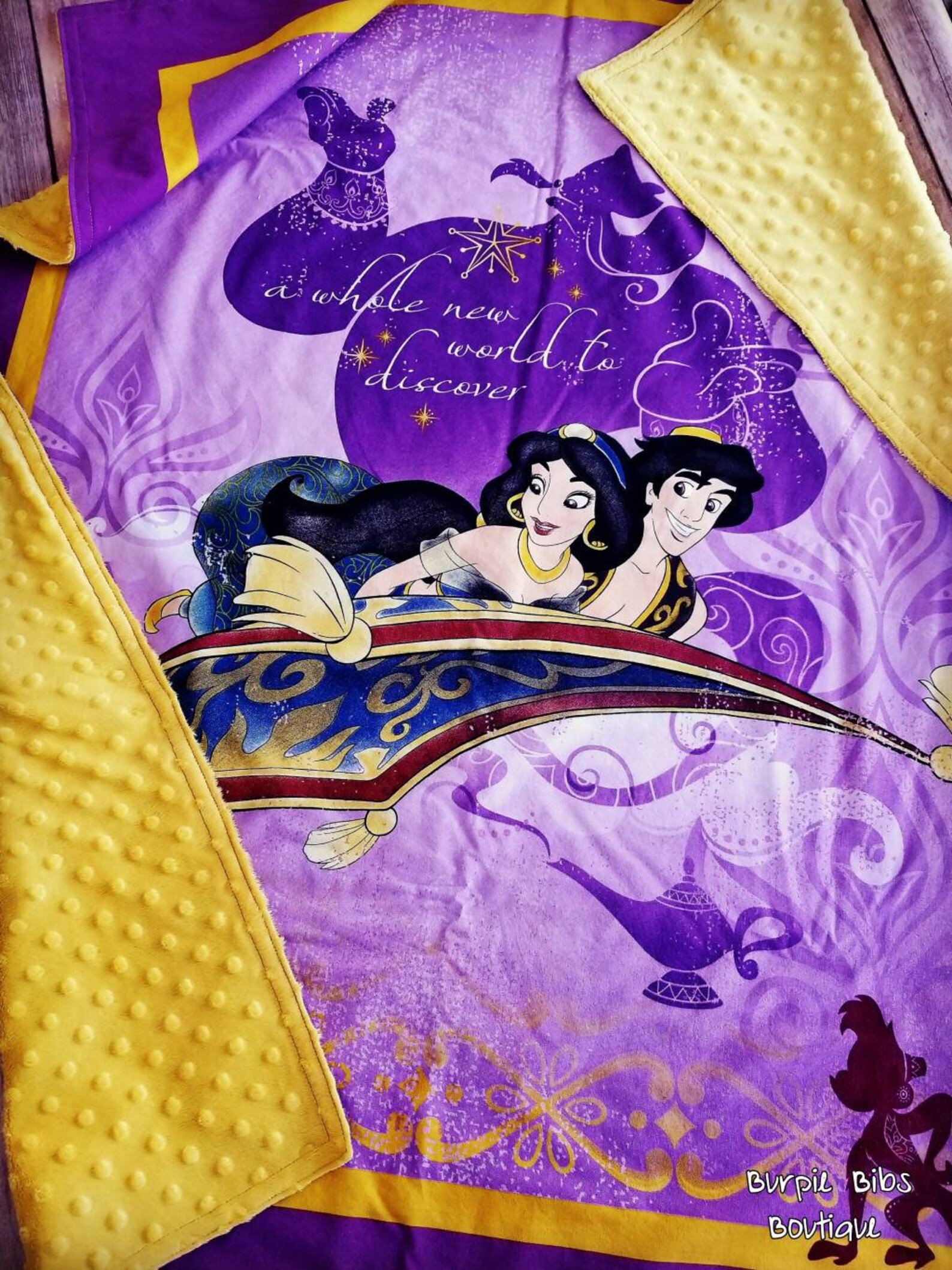 JASMINE ALADDIN BLANKET Disney Minky Blanket Genie Abu A Etsy