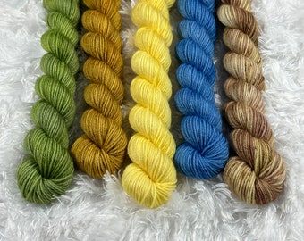 Hand Dyed Yarn|Fingering/Sock Mini Set|75 Superwash Merino Wool/25 Nylon "A Savior is Born"