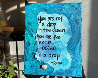 Handpainted, Mixed Media 7.5x10" Wall Art on Canvas.  Inspirational Quote, Buddhist / Mindfulness / Spirituality Inspired, Original Artwork