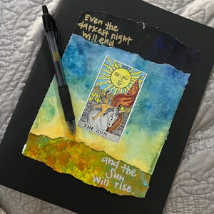 Tarot Card / The Sun Mixed Media Art Moleskine Journal + Detachable Standalone Artwork