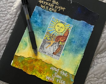 Tarot Card / The Sun Mixed Media Art Moleskine Journal + Detachable Standalone Artwork