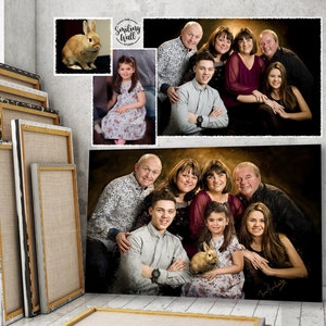 Add Loved One to Family Portrait, Combine Photos Into Painting, Custom Painting From Photo, Personalized Family Oil Portrait Commissioned