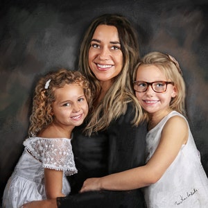 Custom Family Oil Hand-painted Portrait on Canvas, Add Loved Ones from Photos, Personalized gift, Photorealistic Commissioned Portrait