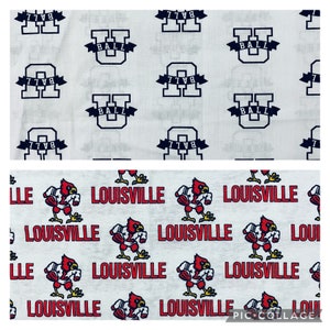 Cotton University of Louisville Cardinals College Cotton Fabric Print -  slou020s