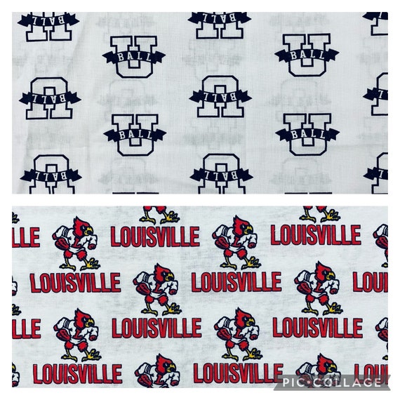 NCAA Cotton Print- Louisville Block Fabric