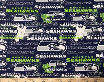 Seattle Seahawks NFL Football, Distressed Design, 100% Cotton Fabric, New