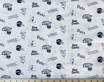 Duke University Blue Devils, RARE, VINTAGE, 100% cotton fabric, New