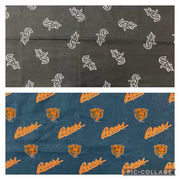 VINTAGE MLB Chicago White Sox Baseball or Vintage NFL Chicago Bears Football, 100% Cotton Fabric, New