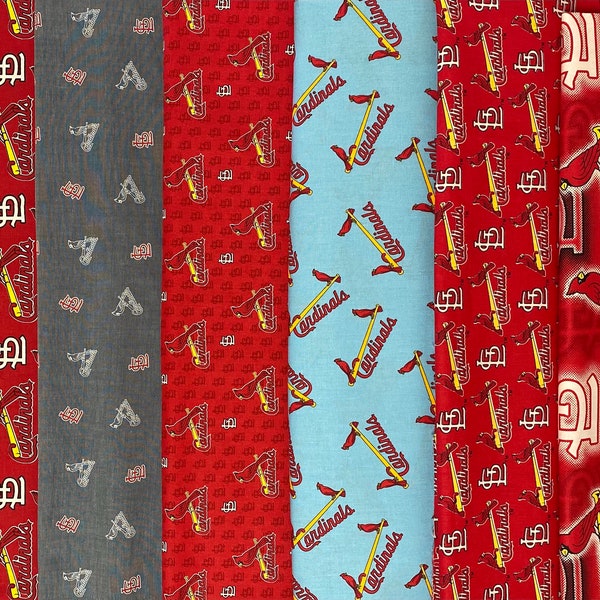 MLB SL St. Louis Cardinals Baseball, 6 Patterns / Designs, 100% Cotton Fabric, 1/4 Yard (9” x 44”/57”) or 1/2 Yard (18” x 44”/57”) New