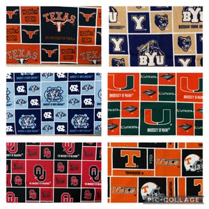 Rare Ncaa University College, Texas, BYU, UNC North Carolina Tar Heels, Miami Hurricanes, Oklahoma or Tennessee, 100% Cotton Fabric Remnants