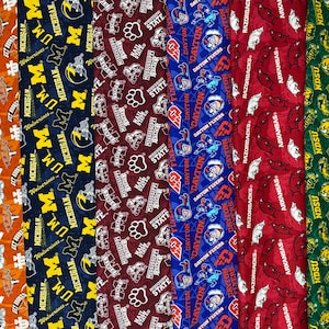 NCAA College University, Tone On Tone. Texas, Michigan, Mississippi State, Dayton, Arkansas, NDSU North Dakota State, 100% Cotton Fabric New